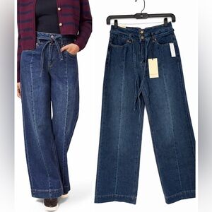 NEW SCOTCH & SODA High waisted Wide Leg COTTON Dark Blue Jeans 31” size 4,12
